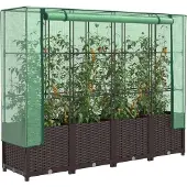 vidaXL Hochbeet mit Gewächshaus-Aufsatz Rattan-Optik 160x40x138 cm