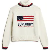 Superdry für Damen. W6110538A Beigefarbener Americana-Pullover (XS), Lässig, Baumwolle