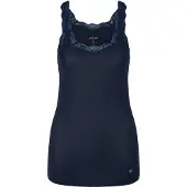 JOOP! Unterhemd JOOP "Pure", Damen, Gr. 42, N-Gr, blau (navy), Obermaterial: 95% Modal, 5% Elasthan, körpernah, tiefer Rundhals, Unterhemden Unterhemd, mit detailverzierter Trägerspitze
