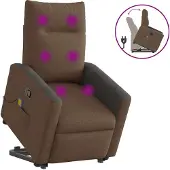 Syfax Massagesessel mit Aufstehhilfe Braun Stoff