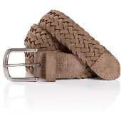 MONTI Ledergürtel "VANCOUVER", Herren, Gr. 110, grau (taupe), Obermaterial: 100% Rindsleder, Gürtel Ledergürtel, Flecht-Optik, matt, weich, handgefertigt