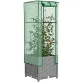 vidaXL Hochbeet mit Gewächshaus-Aufsatz Rattan-Optik 40x40x139 cm