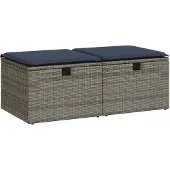 Syfax 2-tlg. Garten-Sofagarnitur mit Kissen Grau Poly Rattan Akazie