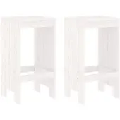 Syfax Barhocker 2 Stk. Weiß 40x36x75 cm Massivholz Kiefer