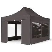 TOOLPORT 3x4,5m Aluminium Faltpavillon, inkl. 4 Seitenteile, dunkelgrau