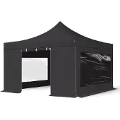 TOOLPORT 4x4m Aluminium Faltpavillon, inkl. 4 Seitenteile, schwarz