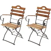 Mendler 2er-Set Biergartenstuhl HWC-J40, Klappstuhl Gartenstuhl, Gastronomie-Qualität Akazie MVG- naturfarben