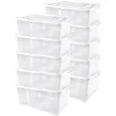 Alpfa 10er-Set Schuhboxen Kunststoffbox Klarsichtbox mit Belüftung je 37x26x13cm 10,0 Liter