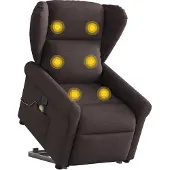 Syfax Massagesessel mit Aufstehhilfe Dunkelbraun Stoff
