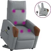 Syfax Massagesessel mit Aufstehhilfe Hellgrau Stoff