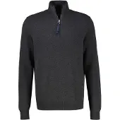 Lerros Sweatshirt "Troyer in Strukturqualität", Herren, Gr. S, grau (schwarz), 100% Baumwolle, Sweatshirts Sweatshirt, Herrensweatshirt aus 100% Baumwolle & Troyer-Kragen mit Reißverschluss