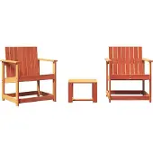 Syfax 3-tlg. Garten-Lounge-Set Wachsbraun Massivholz Kiefer