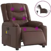 Syfax Massagesessel Elektrisch Braun Kunstleder