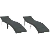 Syfax Sonnenliegen 2 Stk. mit Auflagen Grau Poly Rattan