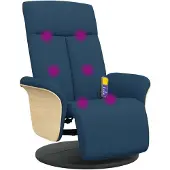 Syfax Massagesessel mit Fußteil Blau Stoff