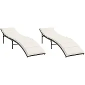 Syfax Sonnenliegen 2 Stk. mit Auflagen Braun Poly Rattan