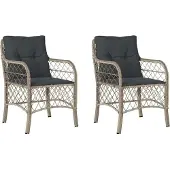 Syfax Gartenstühle mit Kissen 2 Stk. Hellgrau Poly Rattan