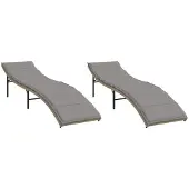 Syfax Sonnenliegen 2 Stk. mit Auflagen Beige Poly Rattan
