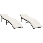 Syfax Sonnenliegen 2 Stk. mit Auflagen Schwarz Poly Rattan