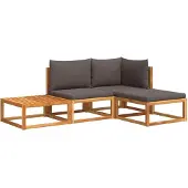 Syfax 4-tlg. Gartensofa-Set mit Kissen Holz Akazie & Rattan