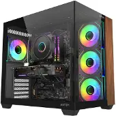 Abysm Danube Sava Nature 285B, Midi Tower, PC, Schwarz, ITX, micro ATX, Acrylnitril-Butadien-Styrol (ABS), SPCC, Holz, Gaming