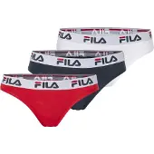 FILA Brasilslip "WOMAN BRAZILIAN SLIP", Damen, Gr. M, bunt (weiß navy rot), Obermaterial: 95% Baumwolle, 5% Elasthan, unifarben, körpernah, Unterhosen Brasilslip, mit elastischem Logobund
