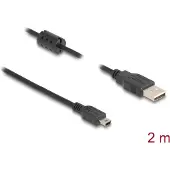 DeLOCK USB 2.0 Typ-A auf Mini-B Kabel 2m schwarz, doppelt geschirmt