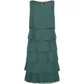 Vera Mont Cocktailkleid "Cocktailkleid mit Volant", Damen, Gr. 42, EURO, grün (schwarz emerald), Obermaterial: 100% Polyester PES., Kleider Cocktailkleid