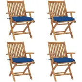 Syfax Klappstühle mit Kissen, 4-teilig, Massivholz Teakholz