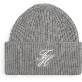 Tommy Hilfiger Beanie "TOMMY SCRIPT CASHMERE", Herren, grau (universal grau), Strick, Wollmischung, Mützen Beanie, aus Kaschmirmix mit gesticktem Logo, Maße 21 x 24,5 cm