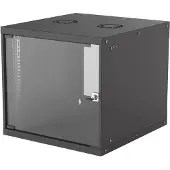 Intellinet 19" Wandverteiler, Basic Line, 9 HE, 487 (H) x 540 (B) x 560 (T) mm, Flatpack, Schutzklasse IP20, schwarz, Wandmontiertes Regal, 9U, 50 kg, 13,2 kg, Schwarz