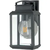QUOIZEL Wandleuchte Byron E27 100W IP44 Stahl graphit mit Zinn, Kupfer, Aluminium, Glas klar B:16.5cm Ø16.5cm dimmbar