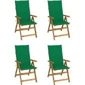 Syfax 4er-Set verstellbare Klappstühle mit Kissen aus massivem Akazienholz