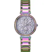 GUESS Quarzuhr "LILY", bunt (lila, metallic), Armbanduhren, Damen, lila-metallic, Quarzuhr, Armbanduhr, Damenuhr