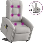 Syfax Massagesessel mit Aufstehhilfe Wolkengrau Stoff
