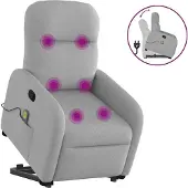 Syfax Massagesessel mit Aufstehhilfe Wolkengrau Stoff