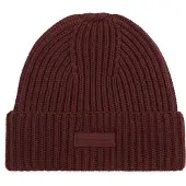 Tommy Hilfiger Beanie "TH FOUNDATION", Herren, braun (marzemino), Strick, Baumwollmischung, Mützen Beanie, Strick, mit gummiertem Logo und Wolle