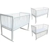 Micoland Kinderbett / Beistellbett / Wiege 3in1 120x60cm mit Matratze weiß