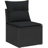 vidaXL Gartensofa-set 10 Stk. 7-Sitzanzahl Schwarz Poly Rattan