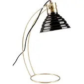 Trendmöbel24 Tischleuchte CURLY Schwarz Messing 19x32,5x47 cm