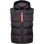 Alpha industries Wendejacke "Hooded Puffer FD Slim Vest", Herren, Gr. XL, schwarz, Obermaterial: 100% Polyester. Futter: 100% Polyester. Füllung: 100% Polyester, Jacken Wendejacke