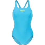 Arena Badeanzug "WOMEN'S TEAM SWIMSUIT SWIM PRO SOLID", Damen, Gr. 42, N-Gr, blau (turquoise, gelb star), Obermaterial: 100% Polyester, Badeanzüge Badeanzug