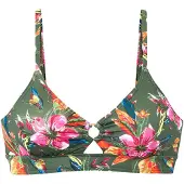 LASCANA Triangel-Bikini-Top "Malia", Damen, Gr. 38, Cup E/F, bunt (oliv bedruckt), Microfaser, bedruckt, Bikini-Oberteile Triangel-Bikini-Top, mit tropischem Print