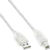 InLine USB 2.0 Kabel, A an B, transparent, 7m, 7 m, USB A, USB B, USB 2.0, Stecker/Stecker, Transparent