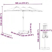 vidaXL Garten-Sonnenschirm 385 x 209 x 244 cm Polyester Azurblau