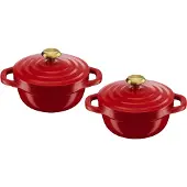 Tefal Topf-Set "Air", rot, B:16,3cm H:8,8cm L:26,3cm Ø:11cm, Töpfe, Topf-Set, 2-tlg., 11 cm, Keramikversiegelung, Kondensationsdeckel, backofenfest