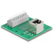 DeLOCK RJ45 Buchse zu Terminalblock mit Drucktaster für Hutschiene gewinkelt, 53 mm, 60 mm, 18 mm, China