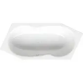 Bette BetteMetric Sechseck-Badewanne, 2-Sitzer, Fußende links, Überlauf vorne, 2060x900x450mm, 6841-000AS, Farbe: Weiß mit Antirutsch Sense