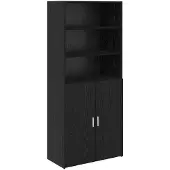 vidaXL Highboard Schwarz Eichen-Optik 80 x 42,5 x 185 cm Holzwerkstoff