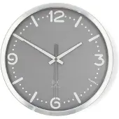 Nedco CLWA7226SS Wanduhr Ø 300 mm Aluminium Funkuhr leise Bewegung Grau/Metall